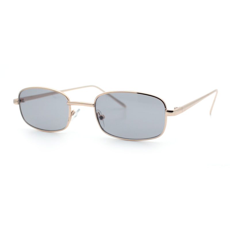 Mens Small Snug Narrow Rectangular Pimp Metal Rim Sunglasses