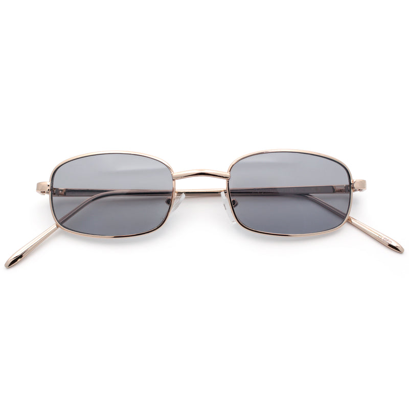 Mens Small Snug Narrow Rectangular Pimp Metal Rim Sunglasses