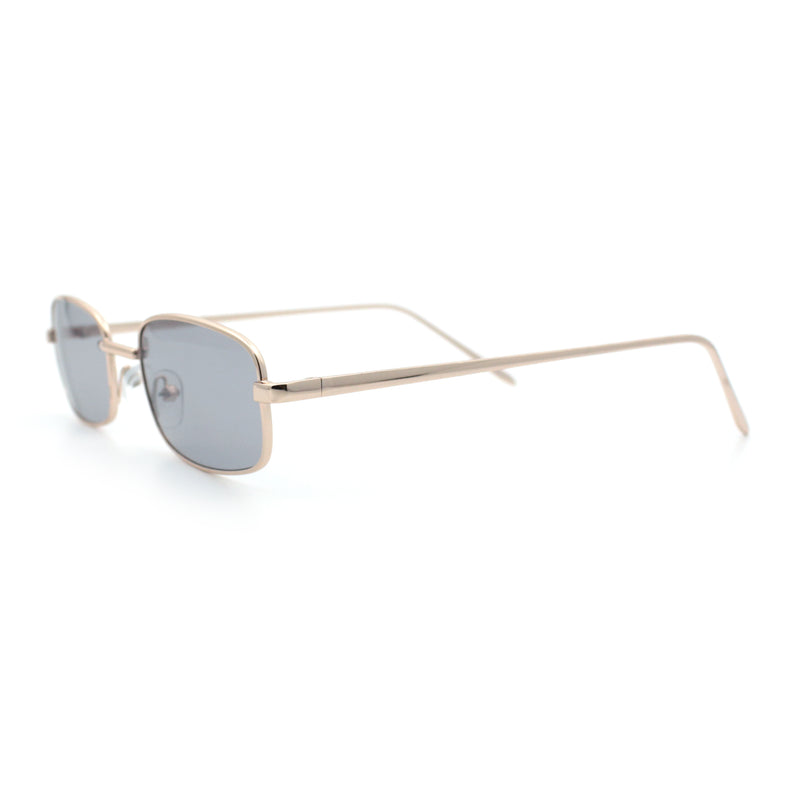Mens Small Snug Narrow Rectangular Pimp Metal Rim Sunglasses