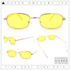Mens Small Snug Narrow Rectangular Pimp Metal Rim Sunglasses