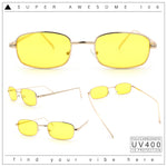 Mens Small Snug Narrow Rectangular Pimp Metal Rim Sunglasses