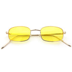 Mens Small Snug Narrow Rectangular Pimp Metal Rim Sunglasses