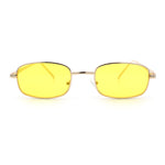 Mens Small Snug Narrow Rectangular Pimp Metal Rim Sunglasses