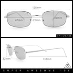 Mens Small Snug Narrow Rectangular Pimp Metal Rim Sunglasses