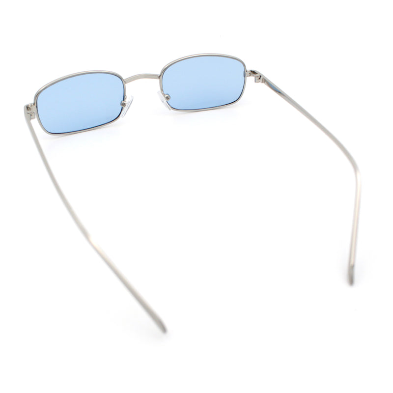 Mens Small Snug Narrow Rectangular Pimp Metal Rim Sunglasses