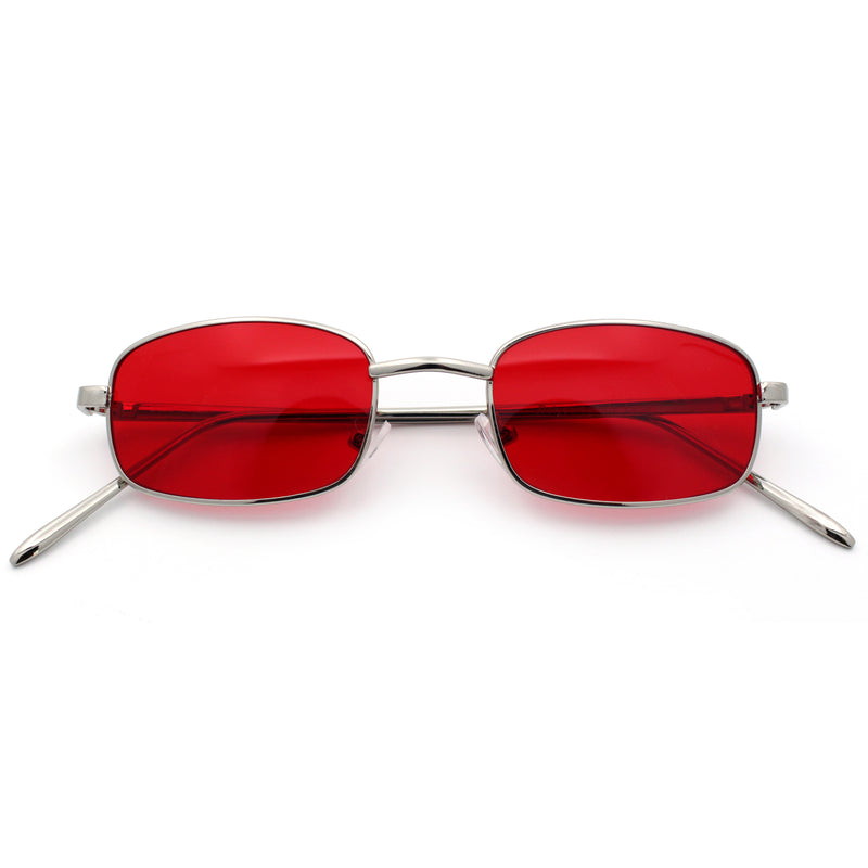 Mens Small Snug Narrow Rectangular Pimp Metal Rim Sunglasses