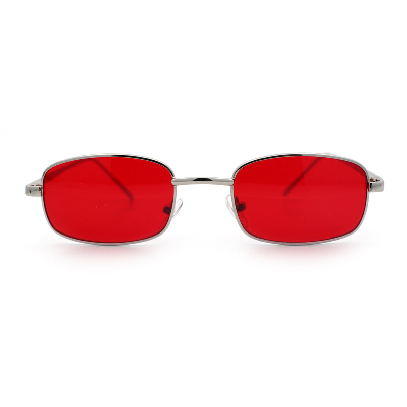 Mens Small Snug Narrow Rectangular Pimp Metal Rim Sunglasses