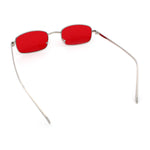 Mens Small Snug Narrow Rectangular Pimp Metal Rim Sunglasses