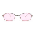 Mens Small Snug Narrow Rectangular Pimp Metal Rim Sunglasses