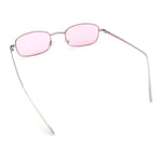 Mens Small Snug Narrow Rectangular Pimp Metal Rim Sunglasses