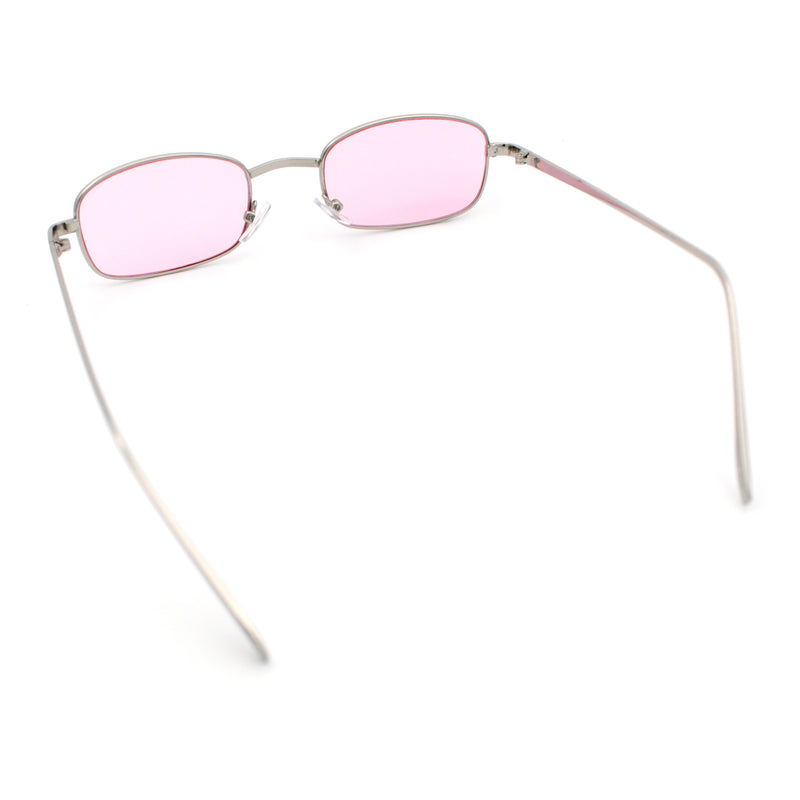 Mens Small Snug Narrow Rectangular Pimp Metal Rim Sunglasses