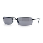 Mens Spring Hinge Narrow Rectangular Rimless Classy Metal Rim Sunglasses