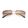 Mens Spring Hinge Narrow Rectangular Rimless Classy Metal Rim Sunglasses