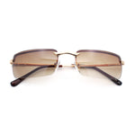 Mens Spring Hinge Narrow Rectangular Rimless Classy Metal Rim Sunglasses