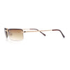 Mens Spring Hinge Narrow Rectangular Rimless Classy Metal Rim Sunglasses