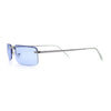 Mens Spring Hinge Narrow Rectangular Rimless Classy Metal Rim Sunglasses