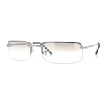Mens Spring Hinge Narrow Rectangular Rimless Classy Metal Rim Sunglasses