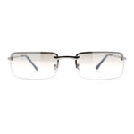 Mens Spring Hinge Narrow Rectangular Rimless Classy Metal Rim Sunglasses