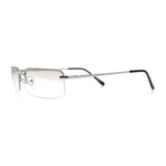 Mens Spring Hinge Narrow Rectangular Rimless Classy Metal Rim Sunglasses