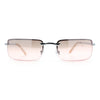 Mens Spring Hinge Narrow Rectangular Rimless Classy Metal Rim Sunglasses