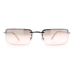 Mens Spring Hinge Narrow Rectangular Rimless Classy Metal Rim Sunglasses