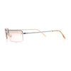 Mens Spring Hinge Narrow Rectangular Rimless Classy Metal Rim Sunglasses