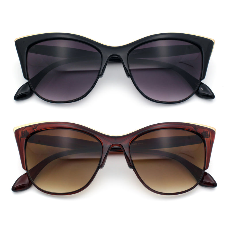 SA106 Womens High Point Squared Half Rim Look Cat Eye Sunglasses