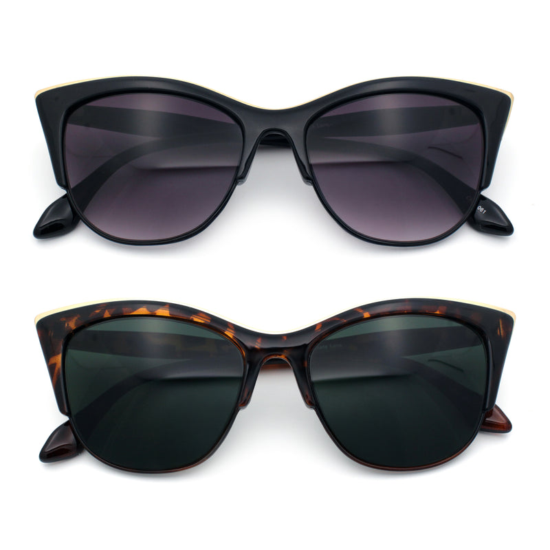 SA106 Womens High Point Squared Half Rim Look Cat Eye Sunglasses