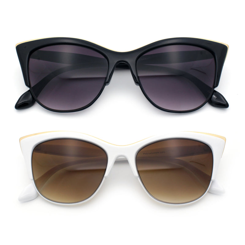 SA106 Womens High Point Squared Half Rim Look Cat Eye Sunglasses