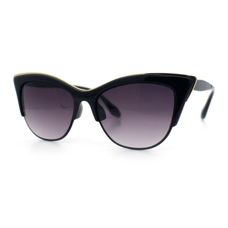 SA106 Womens High Point Squared Half Rim Look Cat Eye Sunglasses