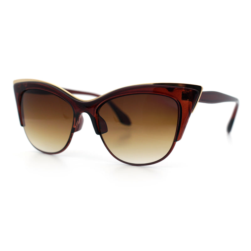 SA106 Womens High Point Squared Half Rim Look Cat Eye Sunglasses