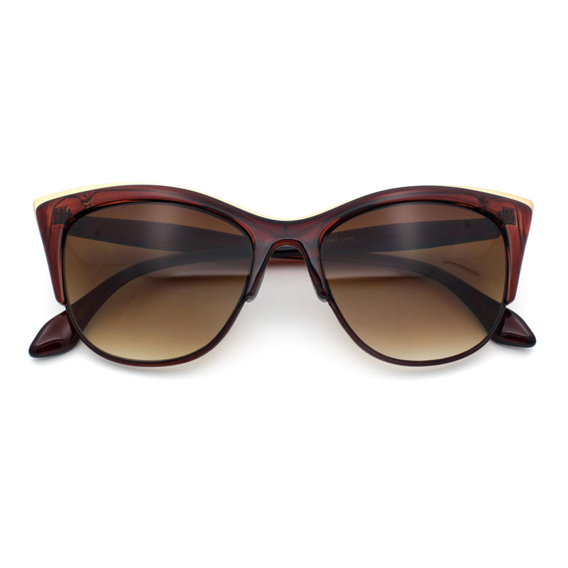 SA106 Womens High Point Squared Half Rim Look Cat Eye Sunglasses
