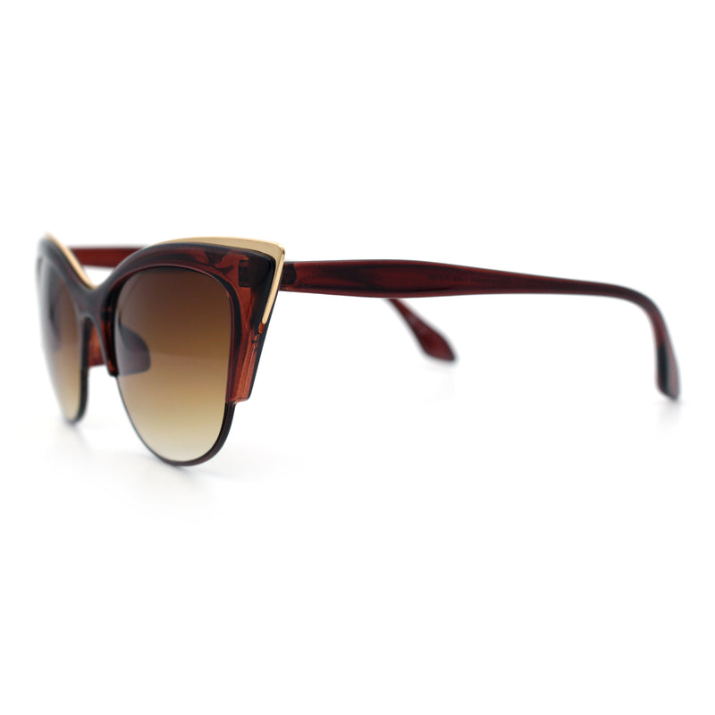 SA106 Womens High Point Squared Half Rim Look Cat Eye Sunglasses