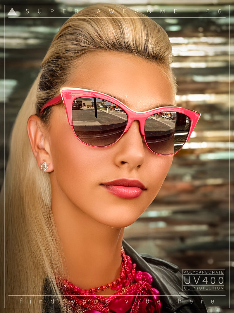 SA106 Womens High Point Squared Half Rim Look Cat Eye Sunglasses