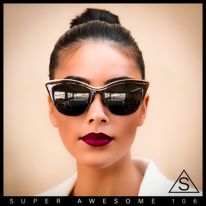SA106 Womens High Point Squared Half Rim Look Cat Eye Sunglasses