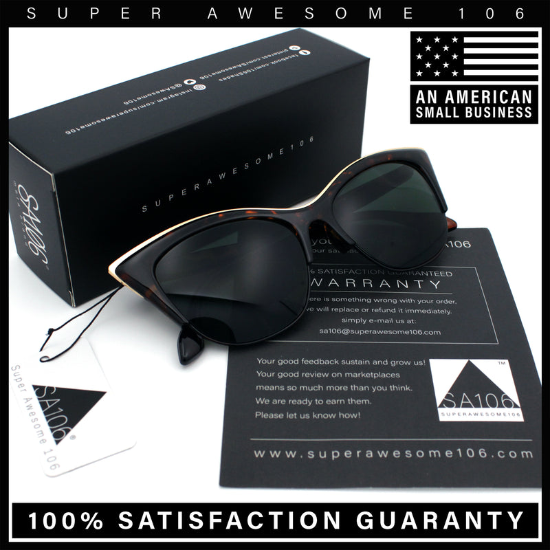 SA106 Womens High Point Squared Half Rim Look Cat Eye Sunglasses