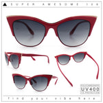 SA106 Womens High Point Squared Half Rim Look Cat Eye Sunglasses