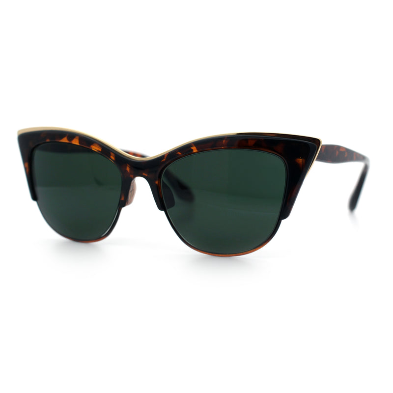 SA106 Womens High Point Squared Half Rim Look Cat Eye Sunglasses