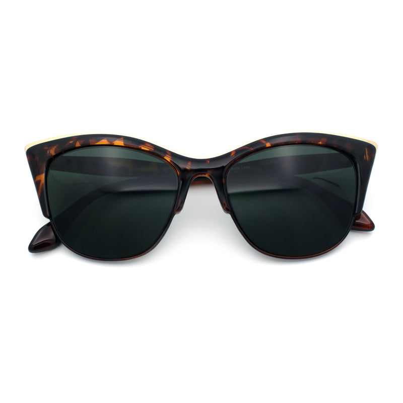 SA106 Womens High Point Squared Half Rim Look Cat Eye Sunglasses