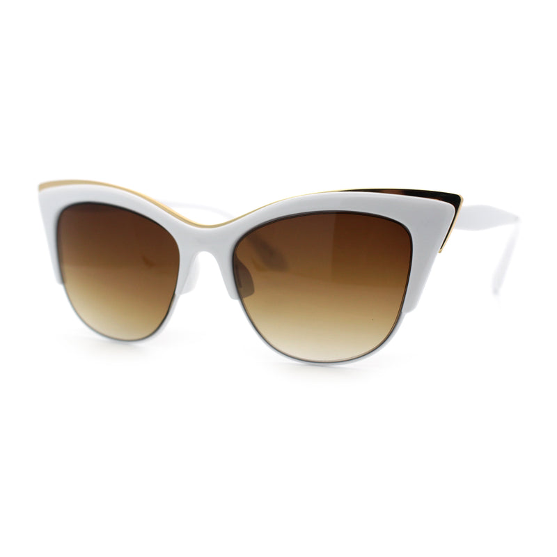 SA106 Womens High Point Squared Half Rim Look Cat Eye Sunglasses