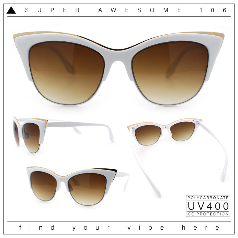 SA106 Womens High Point Squared Half Rim Look Cat Eye Sunglasses