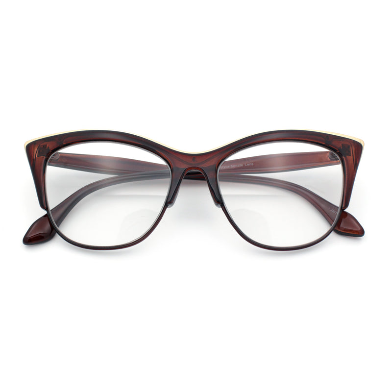 SA106 Womens High Point Squared Half Rim Look Cat Eye Glasses