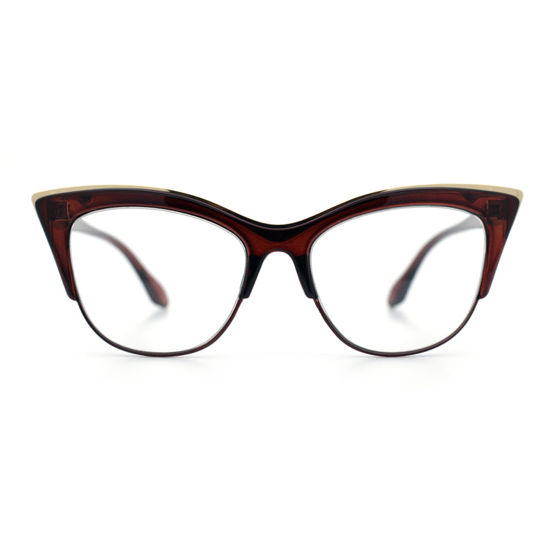 SA106 Womens High Point Squared Half Rim Look Cat Eye Glasses