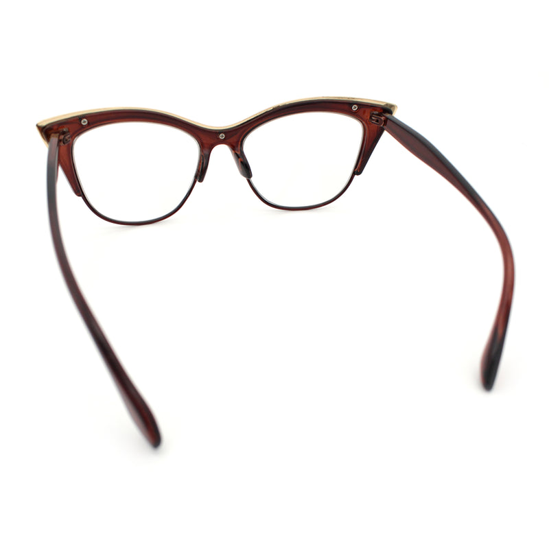 SA106 Womens High Point Squared Half Rim Look Cat Eye Glasses