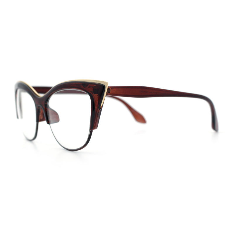 SA106 Womens High Point Squared Half Rim Look Cat Eye Glasses