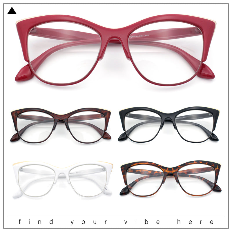 SA106 Womens High Point Squared Half Rim Look Cat Eye Glasses