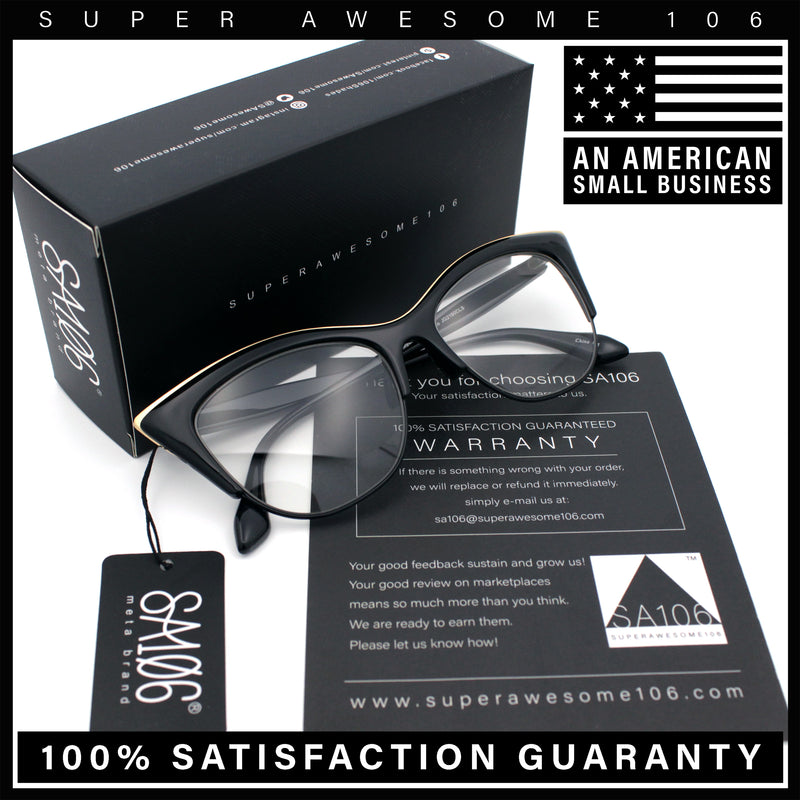 SA106 Womens High Point Squared Half Rim Look Cat Eye Glasses