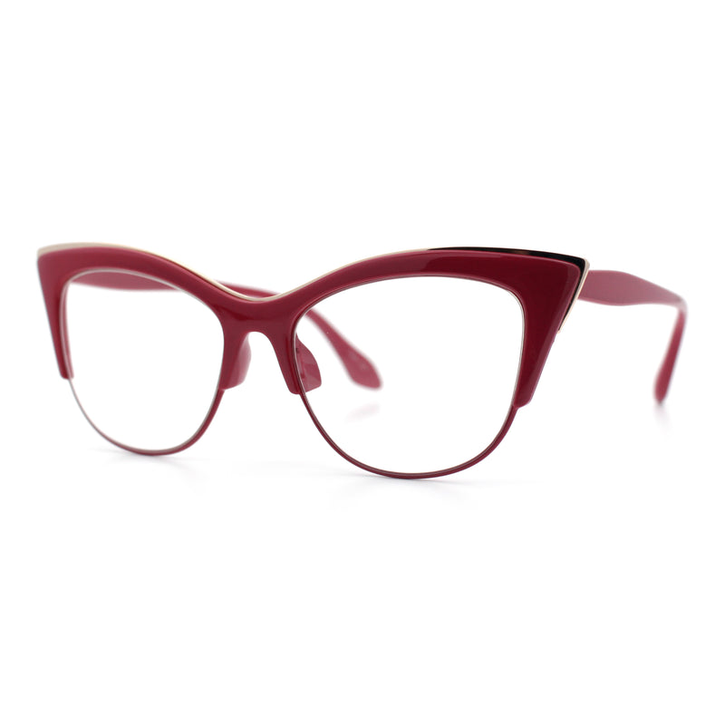 SA106 Womens High Point Squared Half Rim Look Cat Eye Glasses
