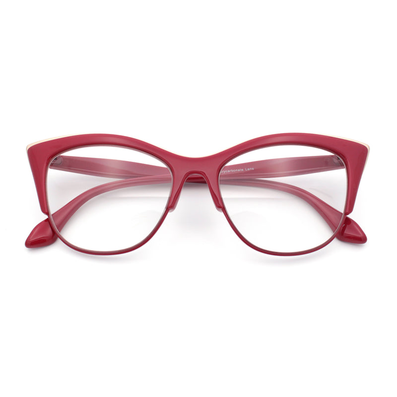 SA106 Womens High Point Squared Half Rim Look Cat Eye Glasses