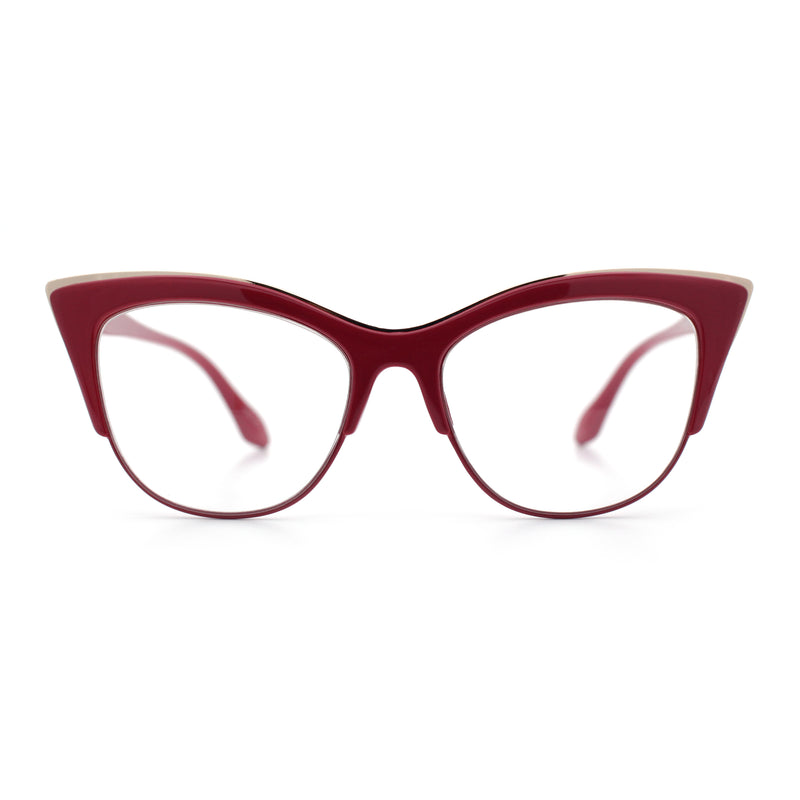 SA106 Womens High Point Squared Half Rim Look Cat Eye Glasses